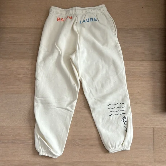 NEW Ralph Lauren sweat pants+Cream+thick Cotton Sz S+ Ocean+NWOT+Polo - Picture 2 of 5